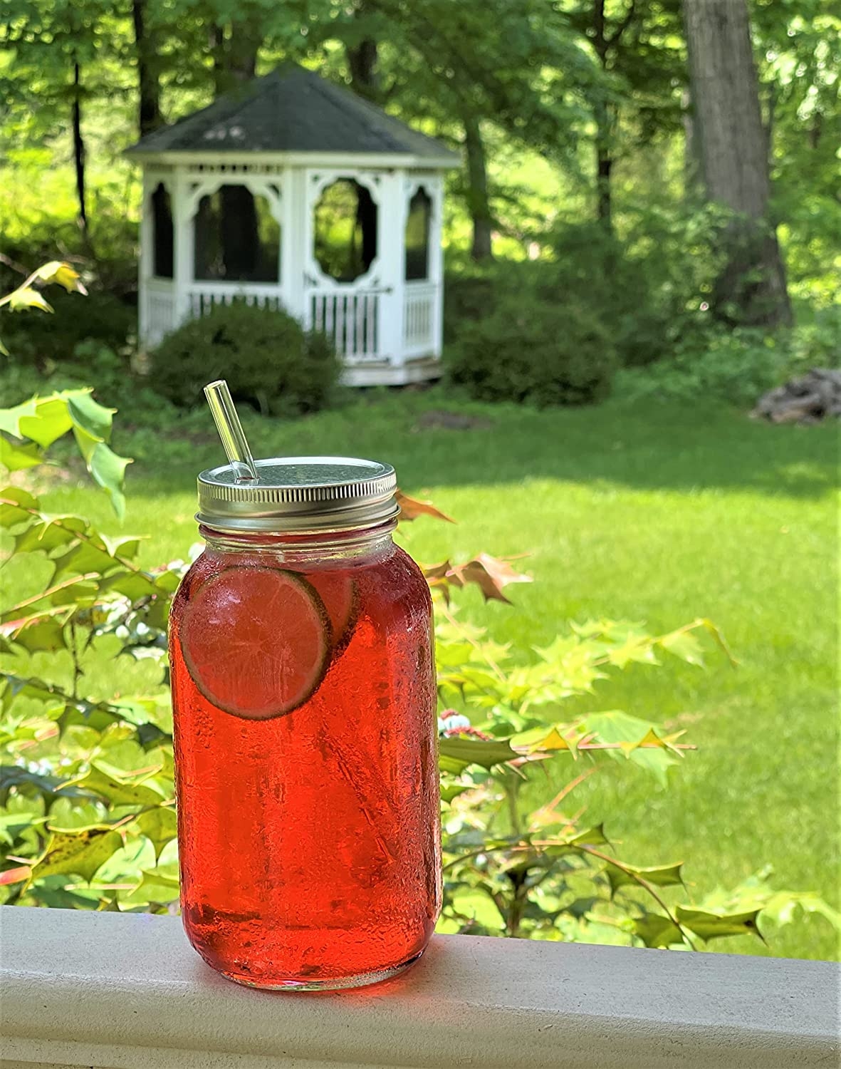 Mason Jar with Straw and Lid