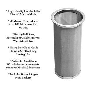 Ultra Fine 50 Micron Mesh Filter ensures no grinds will leak into your beverage